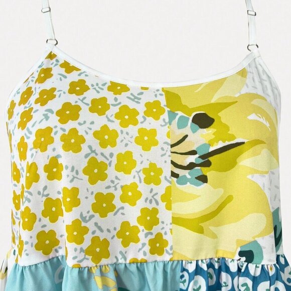 Yellow Boho Women's Floral Print Spaghetti Strap Dress - Picture 4 of 5